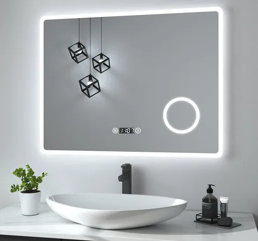 Specchio da bagno con illuminazione Specchio da bagno a led (80x60cm Interruttore touch+Se...