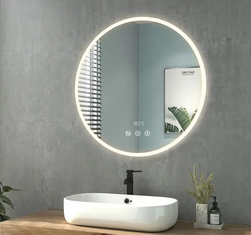 Specchio da bagno rotondo con illuminazione diametro di 80 cm Specchio led Specchio da par...