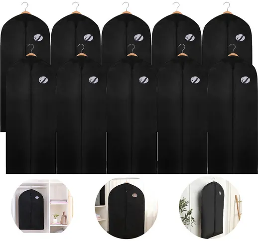 Hengda 10 buste porta abiti 150 x 60 cm copertura protettiva nera - Nero