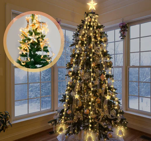 200 led luci dell'albero di Natale con anello esterno impermeabile luci dell'albero di Nat...