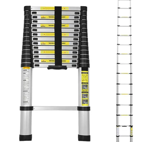 Escalera telescópica escalera extensible hasta 150 kg Escalera estable de aluminio Multifu...