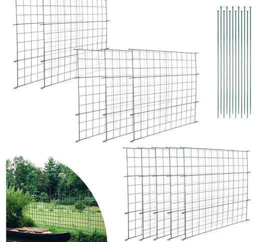 Hengda - Set di 10 recinzioni da giardino in metallo con 22 elementi di recinzione diritti...