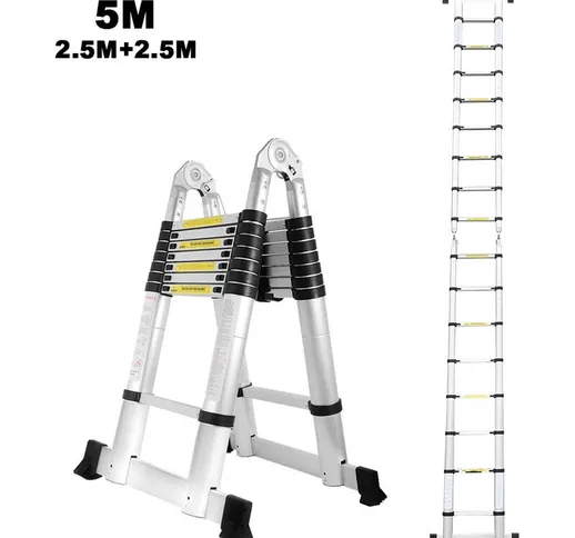Scala telescopica, scala a pioli, scala multiuso, scala pieghevole fino a 150 kg, scala mu...