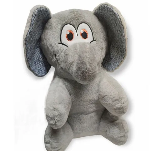 Henny Elephant peluche colore grigio. altezza 38 cm. giocattolo per cani.