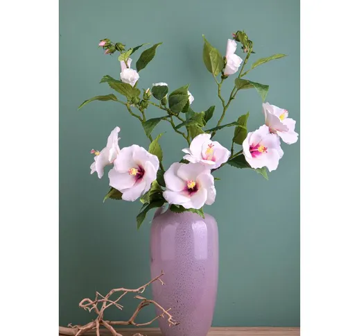 Giordanoshop - Set 2 Hibicus Composto da 2 Fiori Artificiali Altezza 76 cm Bianco