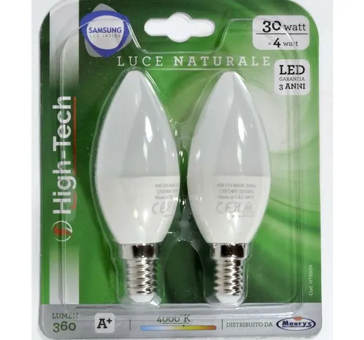 High-tech - set 2 lampadine led samsung oliva E14 4W C37 luce naturale 4000K 360 lumen