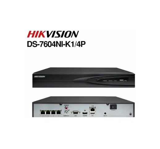 Hikvision NVR 4 Canali + Hard disk 1TB - DS-7604NI-K1/4P