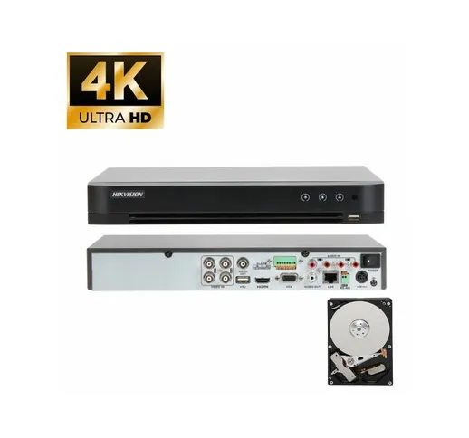 Dvr 4 canali ip 4 canali 8MP H.265 Pro audio bidirezionale - DS-7204HTHI-K1 - Hikvision