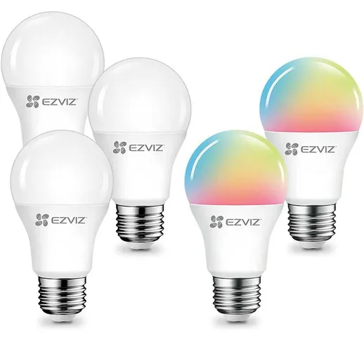 Ezviz - Hinnovation Kit di 5 Lampadine Smart 3 LB1 Bianco, 2 LB1 Colorata, E27, Compatibil...