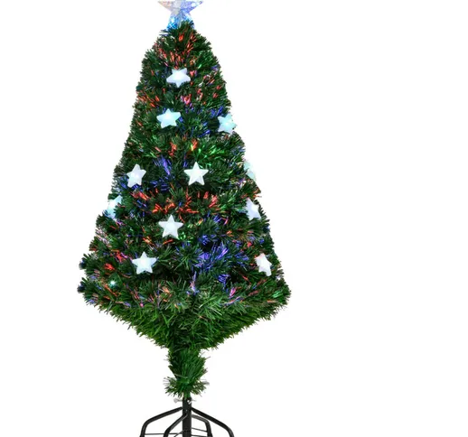 Albero di Natale in Fibra Ottica con 16 luci led a Forma di Stella 120cm - Homcom