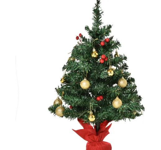 Albero di Natale Mini con 15 Led Bianchi Caldi e Decorazioni Verde 60cm - Homcom