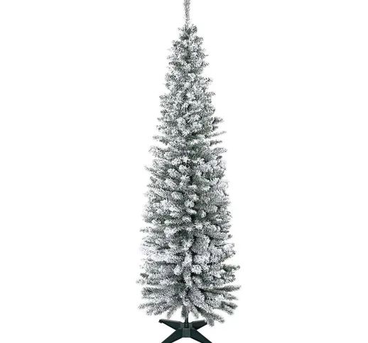 Albero di Natale Slim Innevato 180cm con 390 Rami Artificiali e Base Pieghevole - Homcom