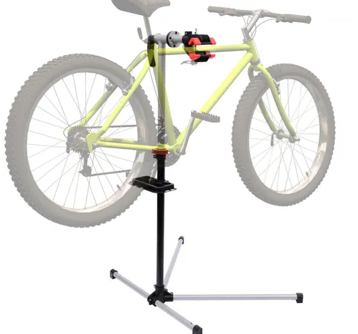 HomCom Cavalletto manutenzione bici con Piedistallo e Vassoio in Acciaio, 84x75x100-160cm