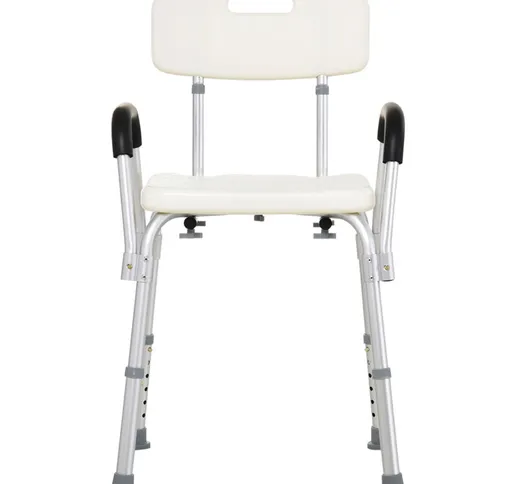 HomCom Sedia per Doccia con braccioli - Sedile da vasca con schienale, sedia regolabile in...
