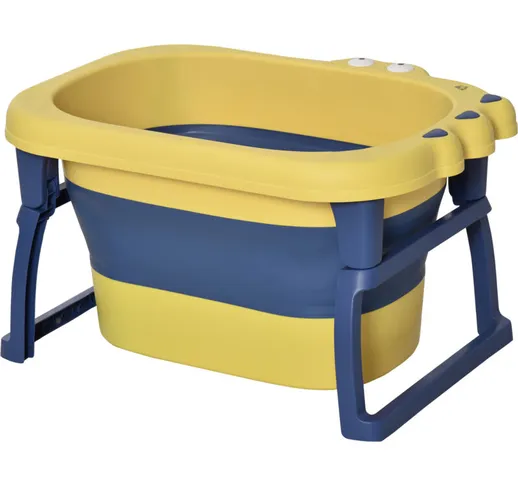 Vaschetta Bagnetto Pieghevole per Bambini di 0-6 Anni - Giallo Blu - Homcom