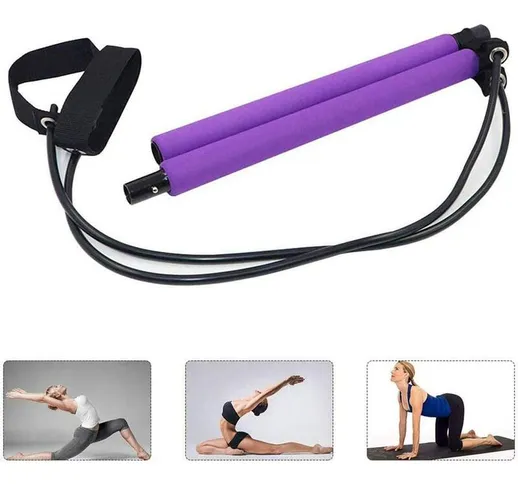 Bearsu - Home Fitness Pilates Bar Barra di resistenza elastica Esercizio addominale Yoga p...