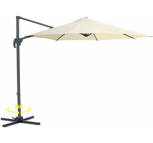 Ombrellone da Giardino,Diametro 300 cm, con Supporto a Croce, Girevole a 360°, per Giardin...