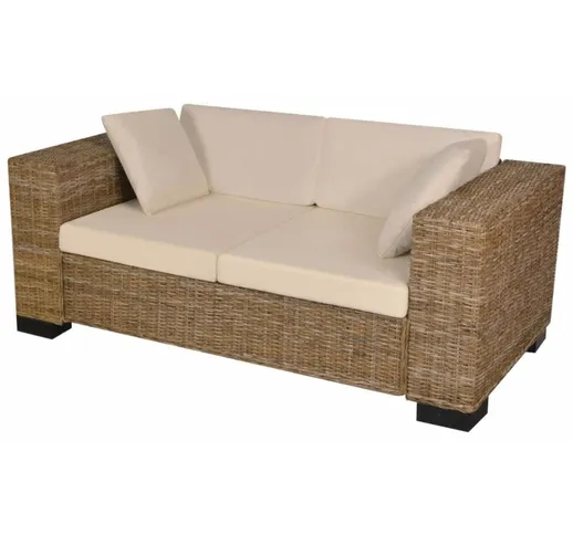 Divano a 2 Posti 7 pz in Rattan Naturale VD09260 - Hommoo