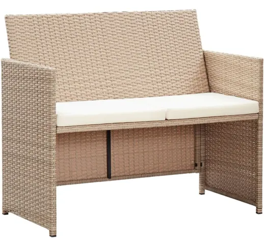 Divano da Giardino a 2 Posti con Cuscini Beige in Polyrattan VD45494 - Hommoo