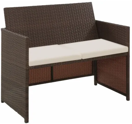 Divano da Giardino a 2 Posti con Cuscini Marrone in Polyrattan VD25708 - Hommoo