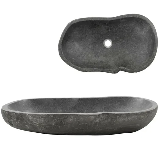 Lavandino Ovale in Pietra di Fiume 60-70 cm VD04564 - Hommoo