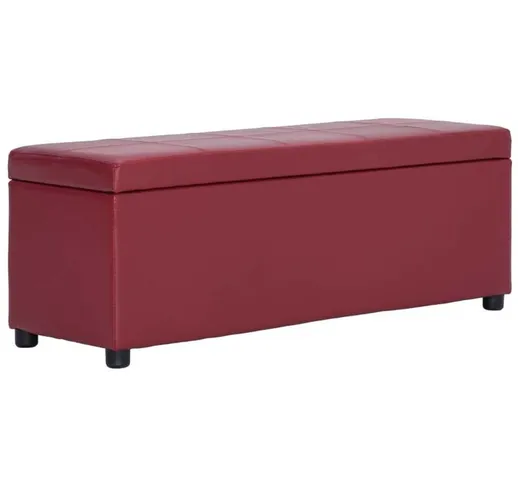 Panca con Vano Portaoggetti 116 cm Rosso Vino in Similpelle VD21285 - Hommoo