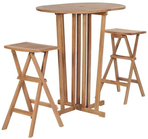 Set da Bar Pieghevole 3 pz in Massello di Teak VD26482 - Hommoo