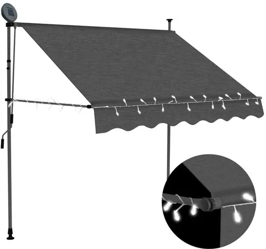 Tenda da Sole Retrattile Manuale con LED 150 cm Antracite VD35291 - Hommoo
