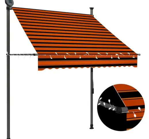 Tenda da Sole Retrattile Manuale LED 150 cm Arancione e Marrone VD35305 - Hommoo