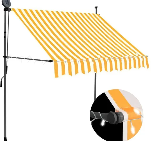 Tenda da Sole Retrattile Manuale LED 150 cm Bianco e Arancione VD35284 - Hommoo
