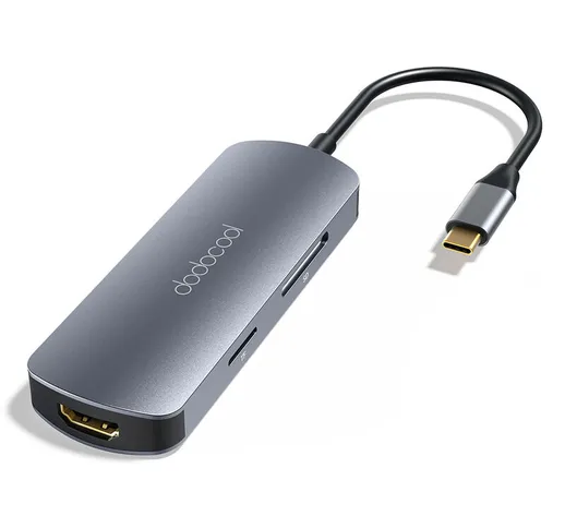 Hub USB C, Adattatore Macbook Pro 7 in 1 USB C Hub con HDMI 4K, Lettore di schede SD/TF, P...