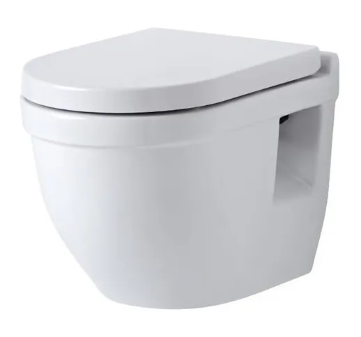 Belstone Sanitario WC Sospeso Moderno con Sedile - Ceramica Bianca Glassata - Design da Pa...