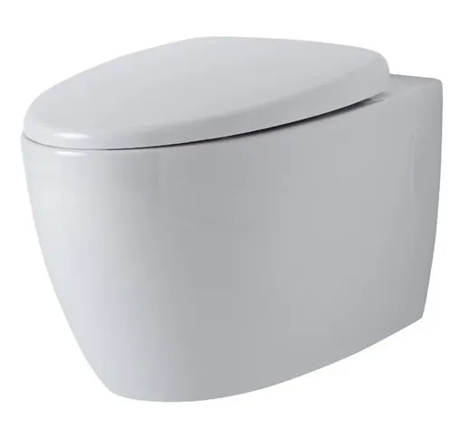 Kenton Sanitario WC Sospeso Moderno con Sedile - Ceramica Bianca Glassata - Design da Pare...