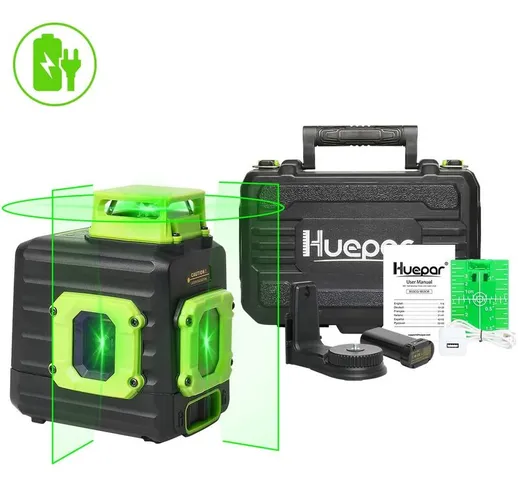 Huepar B21CG Livello laser orizzontale a croce verde a 360 °