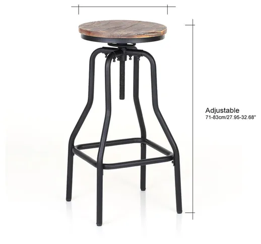 iKayaa Industrial Style altezza regolabile Sgabello girevole Naturale Pineta Top Cucina ga...