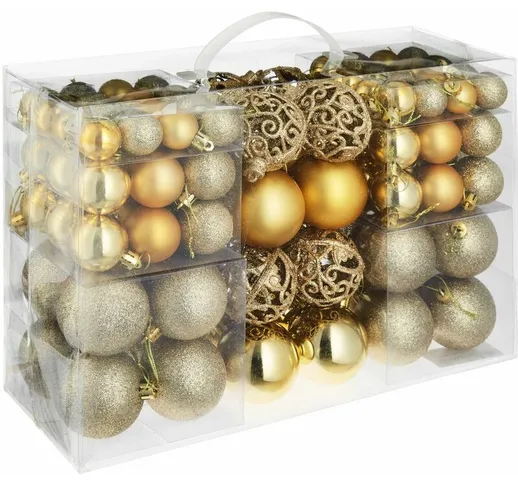 Set di 100 palline natalizie, oro, infrangibili - Palline natalizie, decorazioni albero Na...