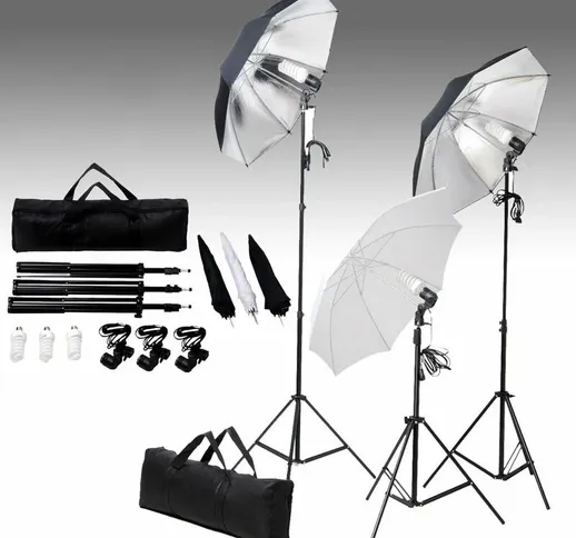 Illuminazione Studio Fotografico 24 Watt Treppiedi e Ombrelli con borsa di trasporto