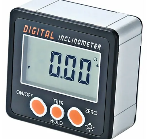 Tumalagia - Inclinometro digitale, 0-360°, lcd e retroilluminazione, magnetico di base, ne...
