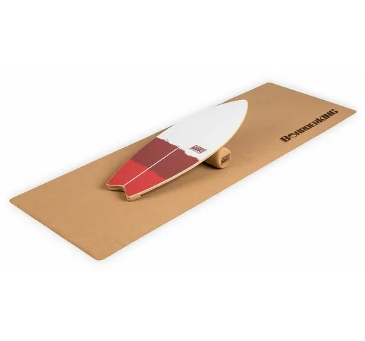 Indoorboard Wave, Balance Board + Tappetino + Rullo, Legno/Sughero