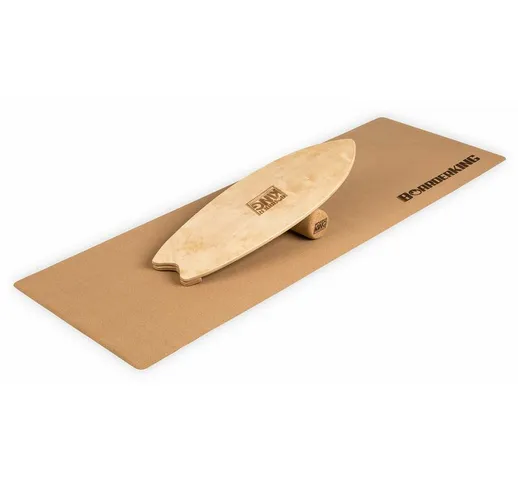 Indoorboard Wave, Balance Board + Tappetino + Rullo, Legno/Sughero, naturale