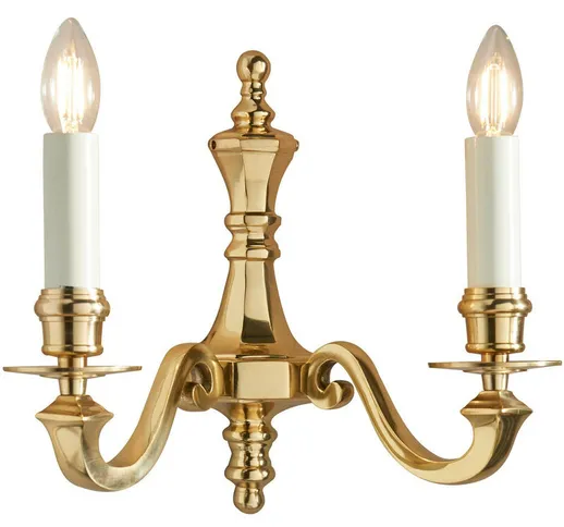 Interiors Fenbridge - Lampada da parete a candela a 2 candele in ottone massiccio, vernice...
