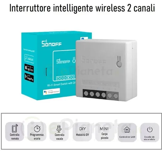 Sonoff - Interruttore 2 canali switch Wireless per controllo remoto luci domotica con Alex...