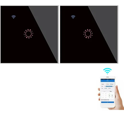 Interruttore intelligente Wi-Fi a 2 vie Interruttore luce Controllo vocale, telecomando, c...