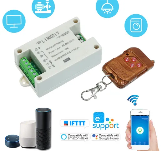 Asupermall - Interruttore Smart Wifi, controllo vocale, con 4 telecomandi Rf 433 Mhz, 2 ca...