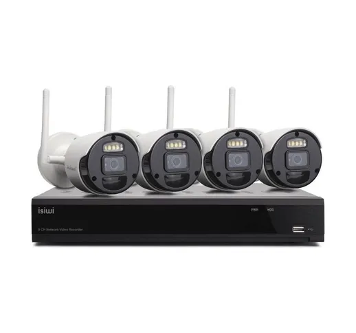 Isiwi - ISW-K1N8BF2MP-4 GEN1 Kit Wireless Nvr 8 Canali 4 Telecamere Ip 1080p