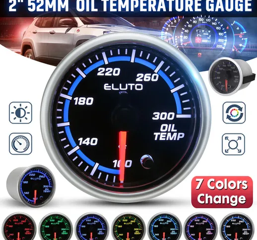 Insma - Indicatore temperatura olio auto 2 '' 52mm 12V 100-300 ° f / 50-150 ° c 7 colori l...