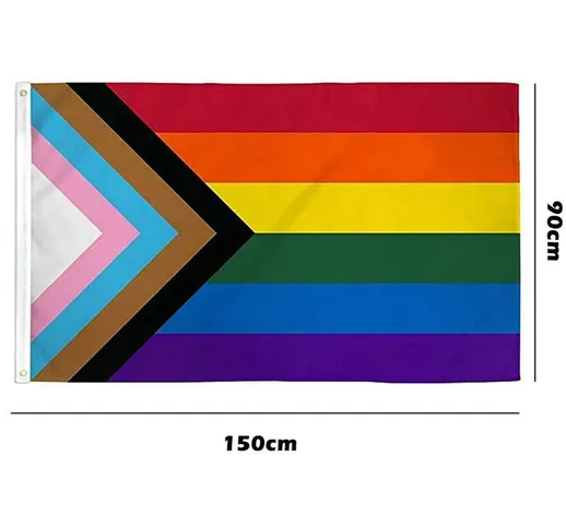 JZZJ 2 x Bandiere Arcobaleno Gay Parade 150 cm x 90 cm (5 piedi x 3 piedi)