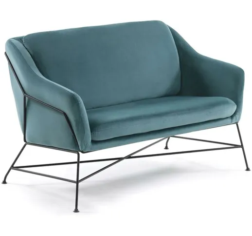 Divano Brida 2 posti velluto turchese 128 cm - Turquoise - Kave Home