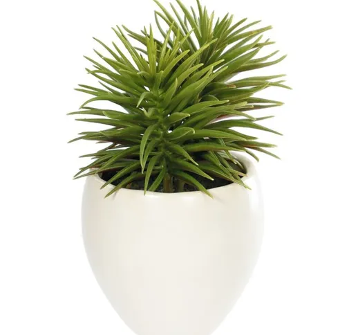 Kave Home - Pianta artificiale Pino con vaso in ceramica bianco 16 cm - Bianco
