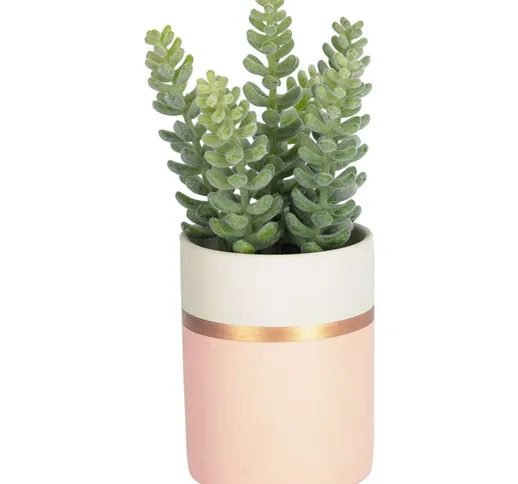 Piante artificiale Sedum lucidum in un vaso da ceramica rosa - Rosa - Kave Home